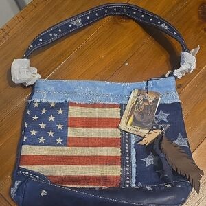 American Flag Denim Shoulder Bag
